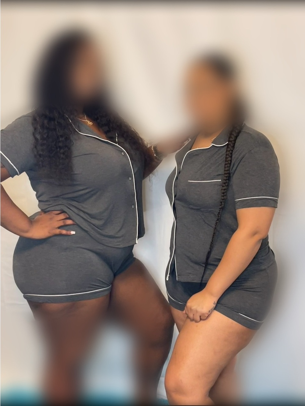 Women's Short Sleeve Knit Pajama Set with Contrast Piping - Charcoal Gray